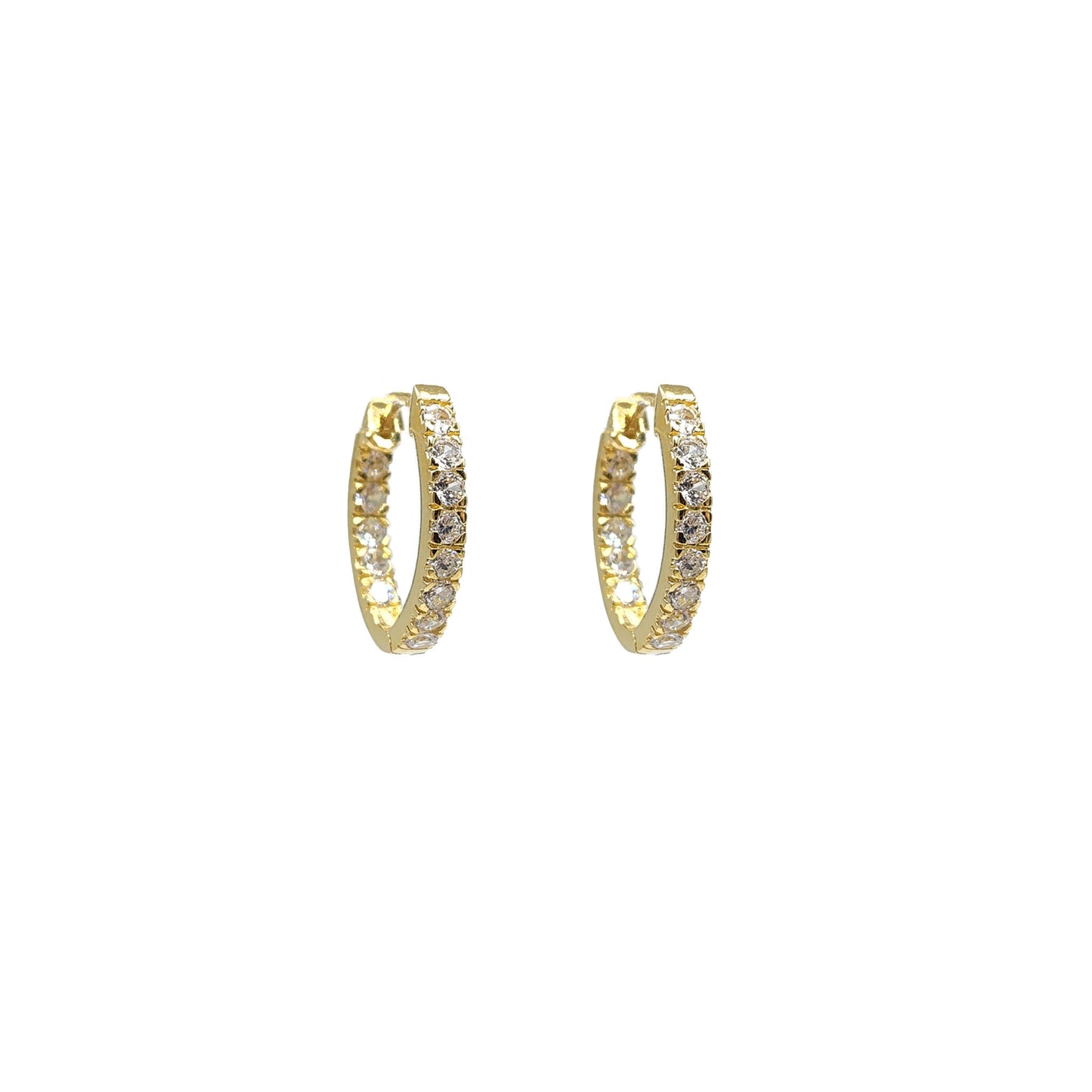 Oval Hoop CZ Earrings Gold