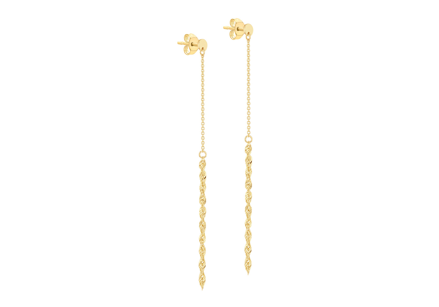 Long Rope Drop Earrings Gold