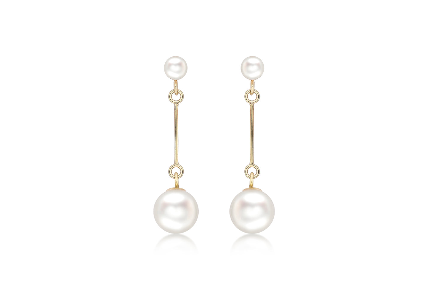 Freshwater Pearl Bar Double Earrings Gold