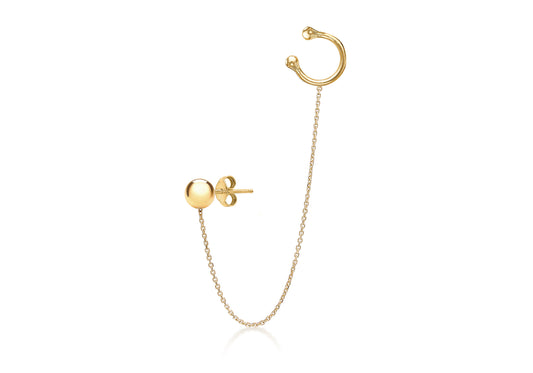 Ear Cuff and Ball Stud Earring Gold