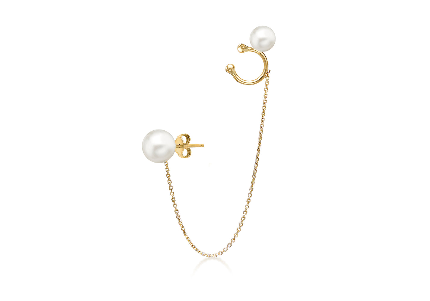 Freshwater Pearl Stud and Ear Cuff Gold