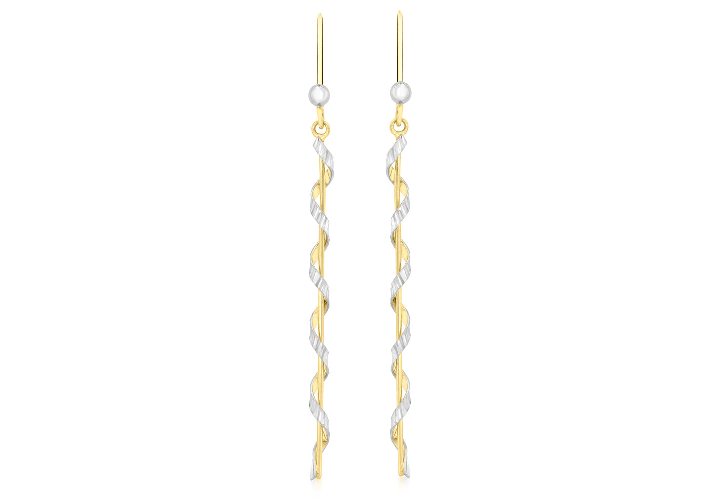 Two Colour Twist Drop Earrings Gold