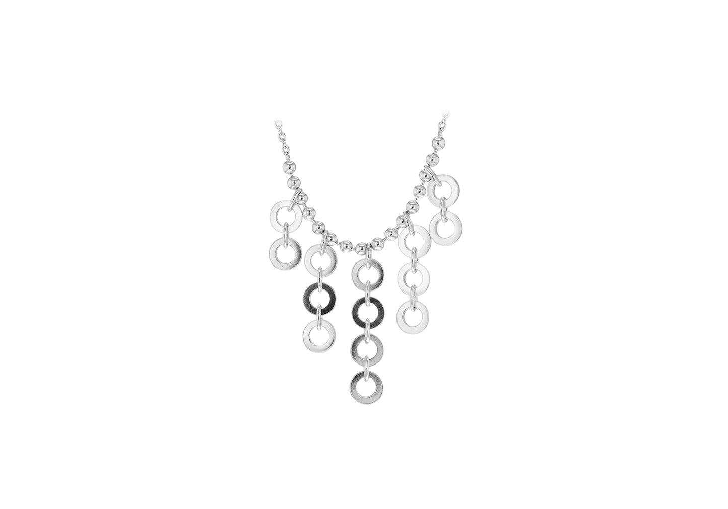 Rings Drop Necklace Silver