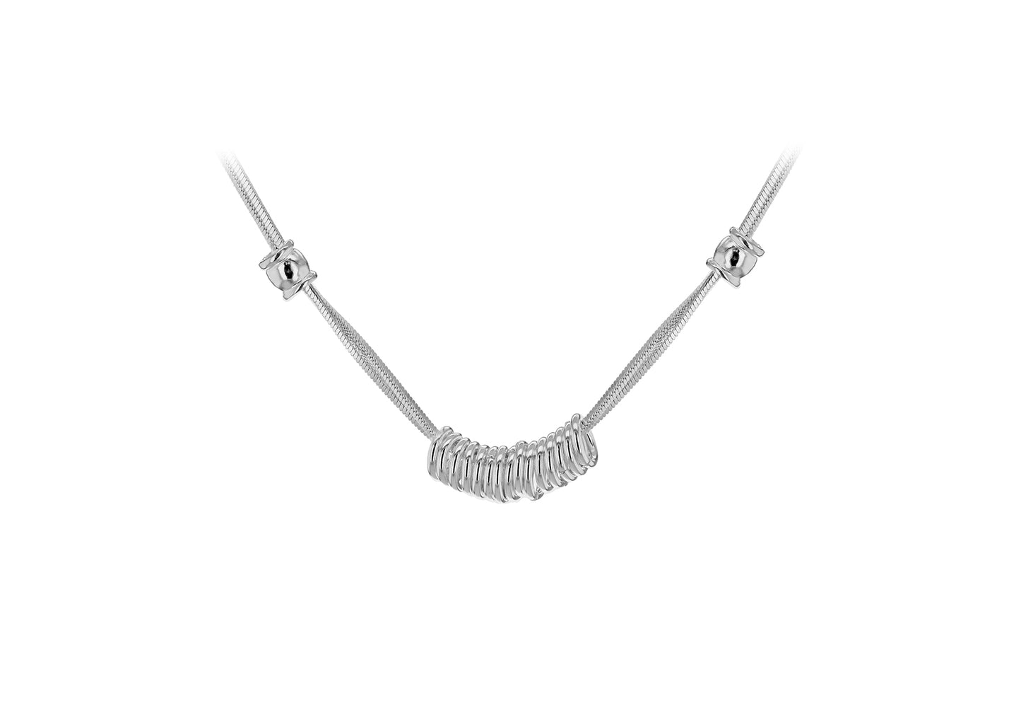 Ring and Snake Chain Necklace Silver