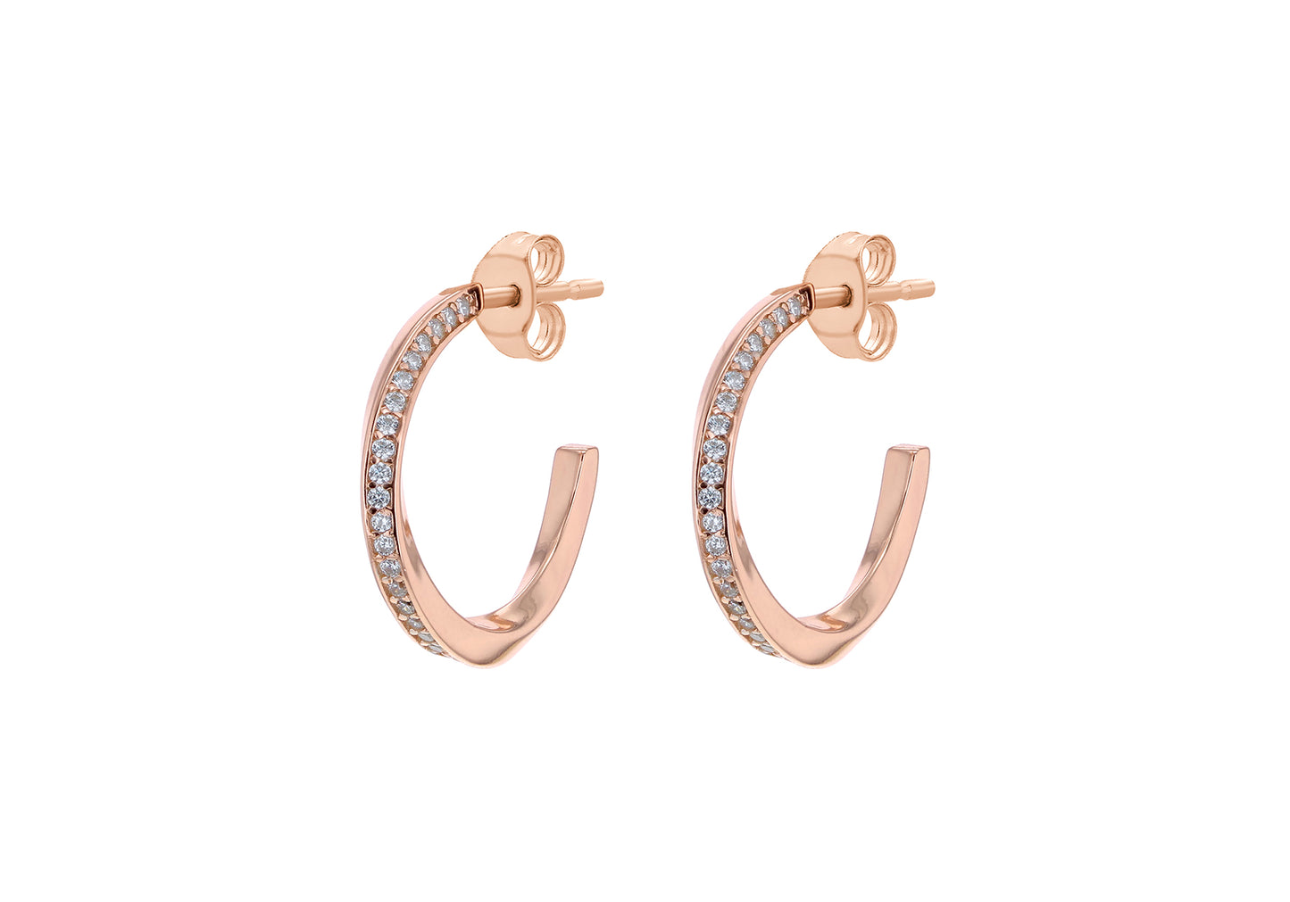 CZ Twist Hoop Earrings Silver and Gold Plate