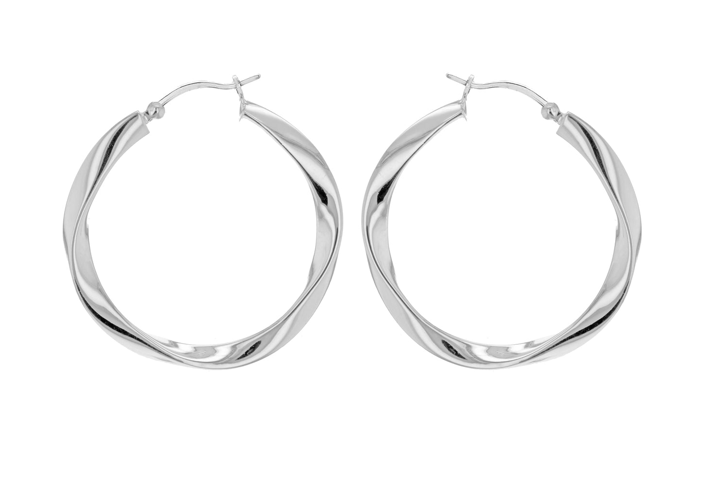 Hoop Wave Earrings Large Silver