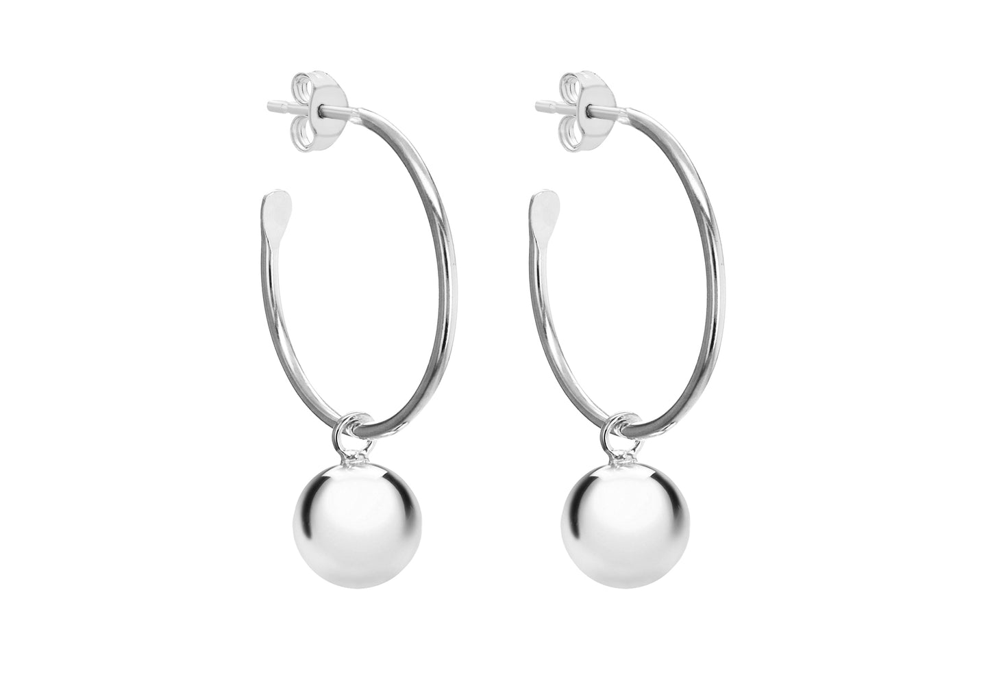 Hoop and Ball Earrings Silver
