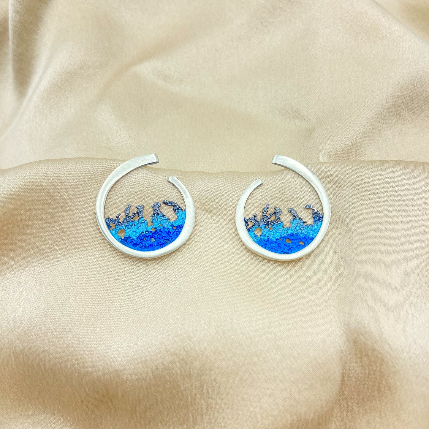 Blue Wave Earrings Silver