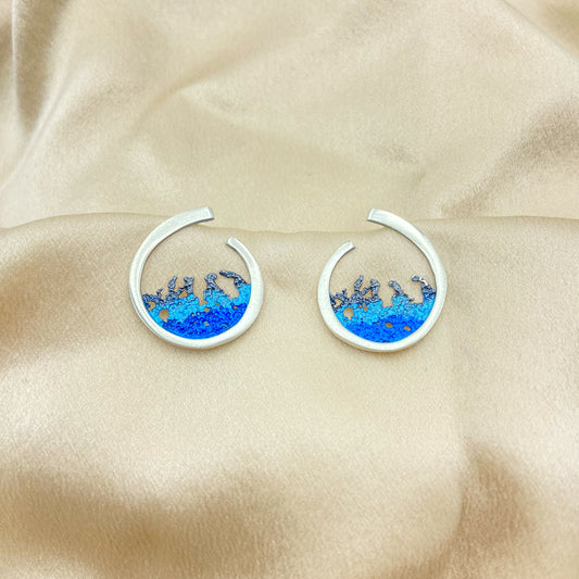 Blue Wave Earrings Silver