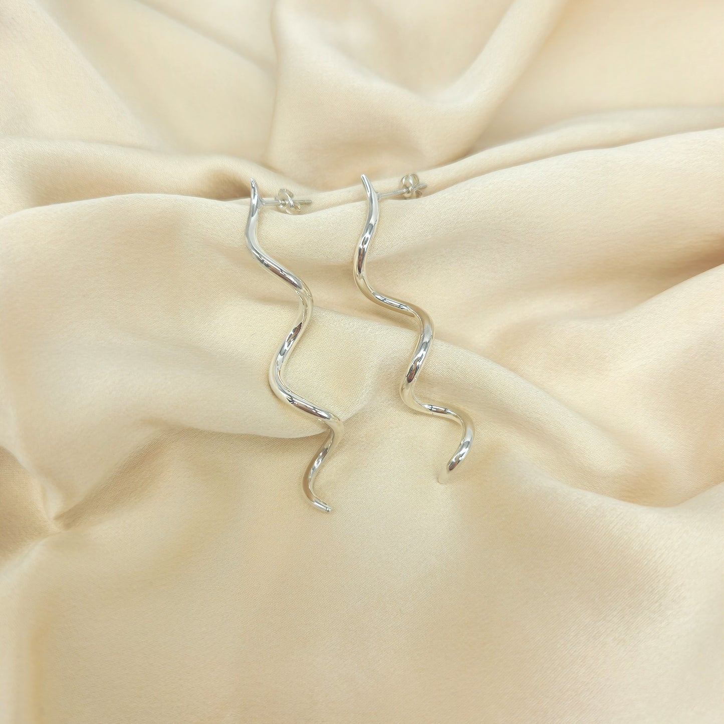 Spiral Drop Earrings Silver