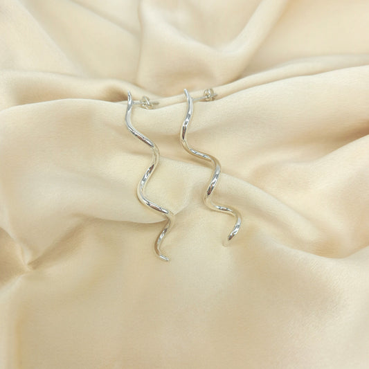 Spiral Drop Earrings Silver