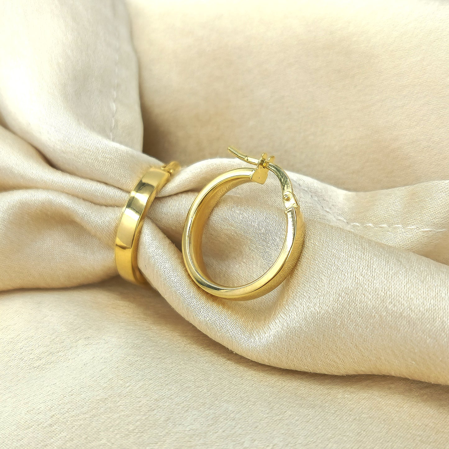 Rectangular Hoop Earrings Gold