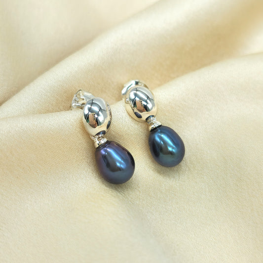 Freshwater Pearl Drop Earrings Silver