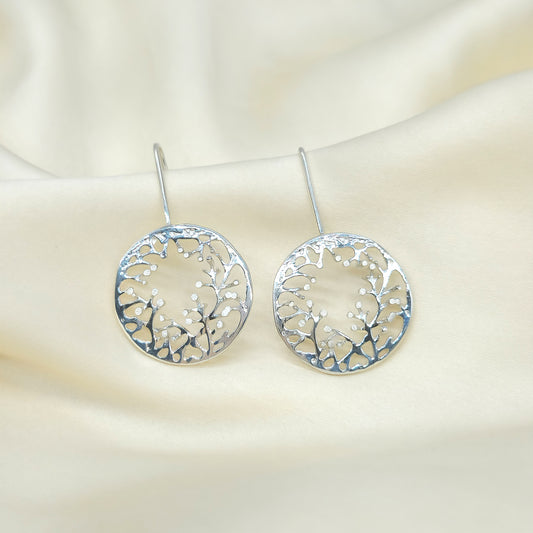 Coral Circle Earrings Silver and Rose Gold Plate