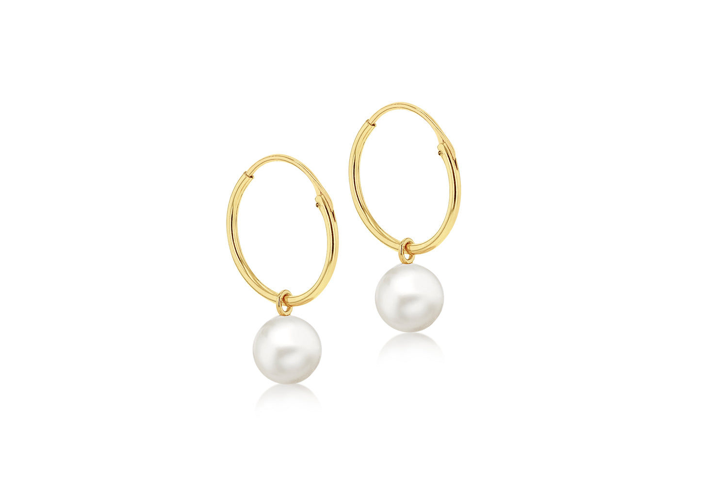 Freshwater Pearl Hoop Drop Earrings Gold