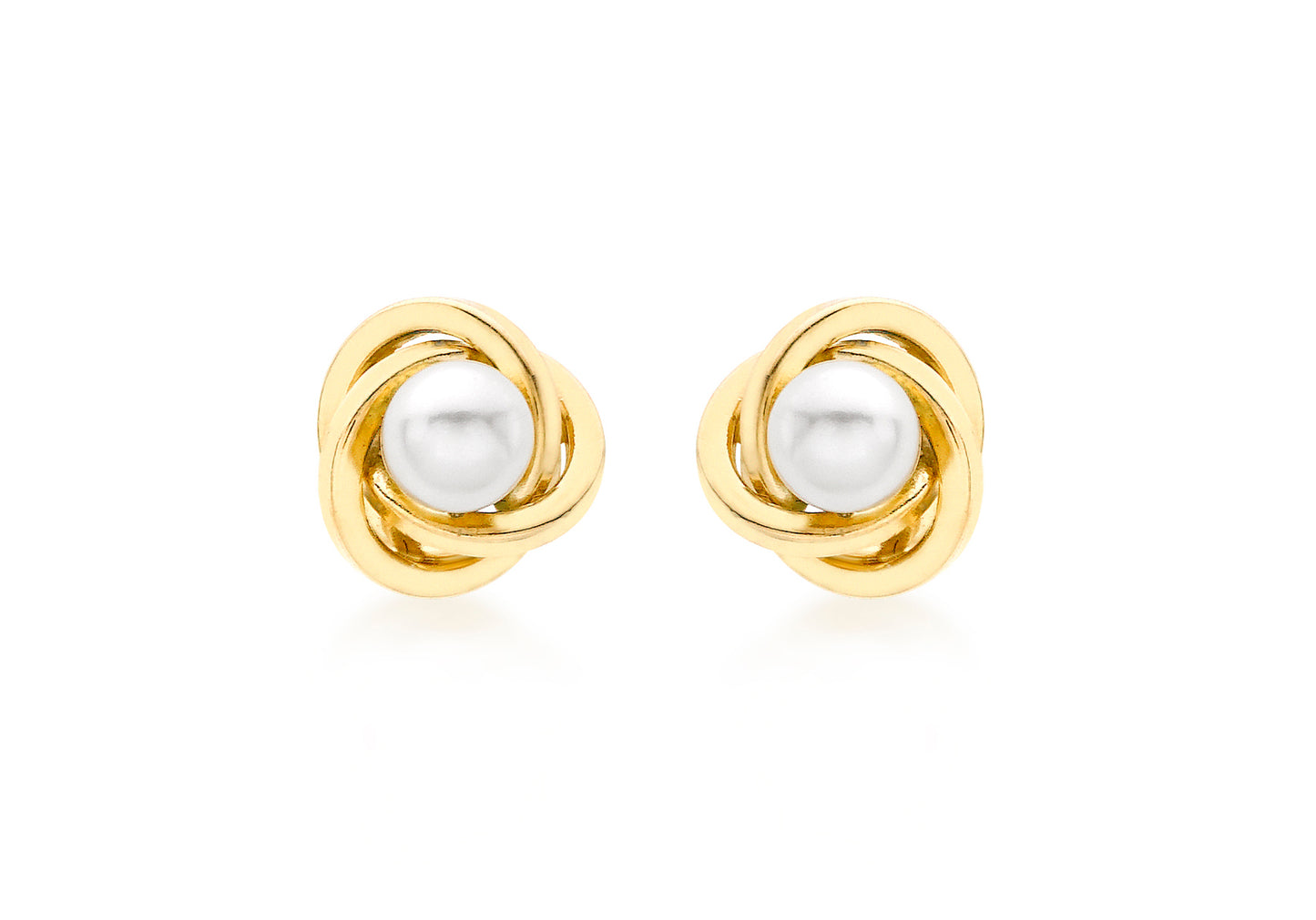 Freshwater Pearl Knot Earrings Gold