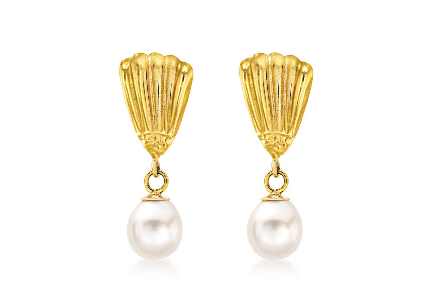 Freshwater Pearl Shell Drop Earrings Gold