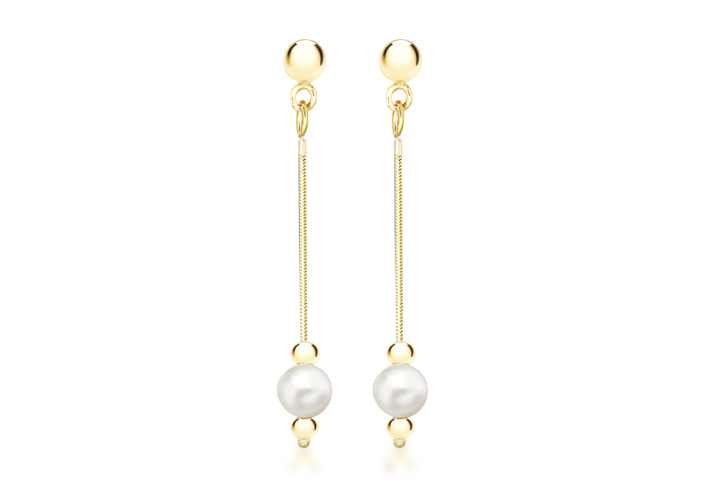 Freshwater Pearl Chain Drop Earrings Gold
