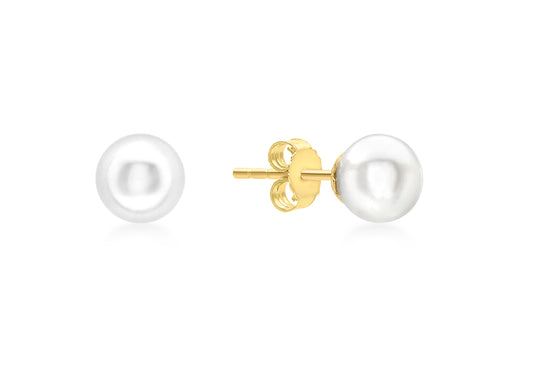 Freshwater Pearl Stud Earrings Gold