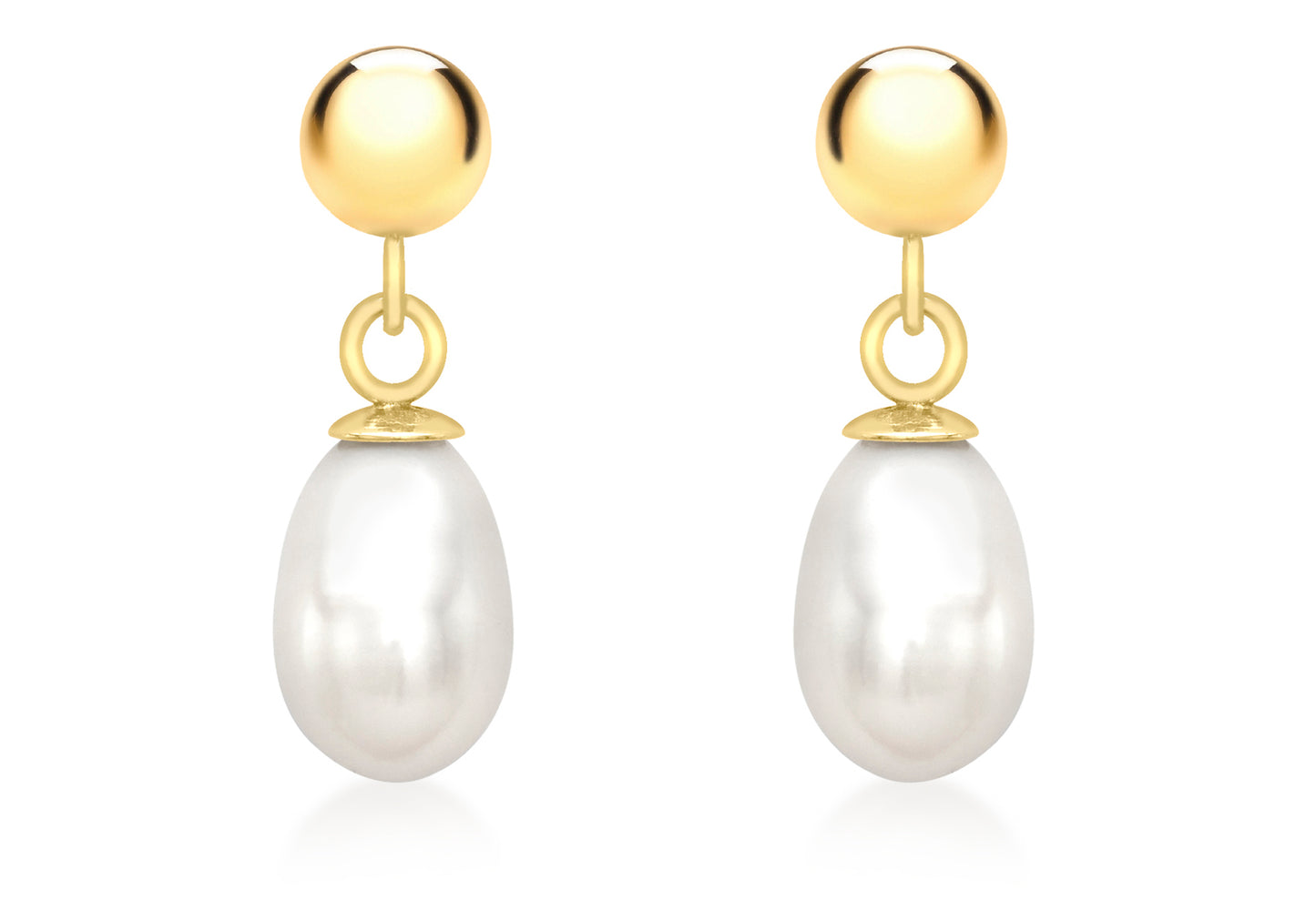 Freshwater Pearl Drop Earrings Gold
