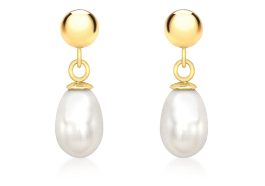 Freshwater Pearl Drop Earrings Gold