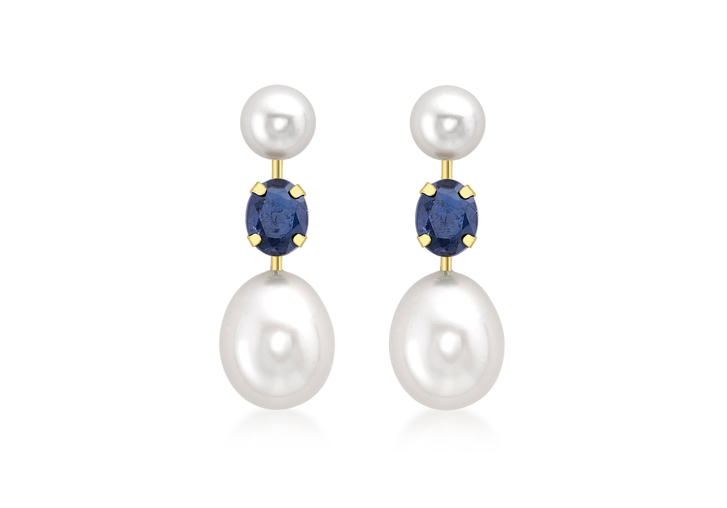 Freshwater Pearl and Stone Drop Earrings Gold