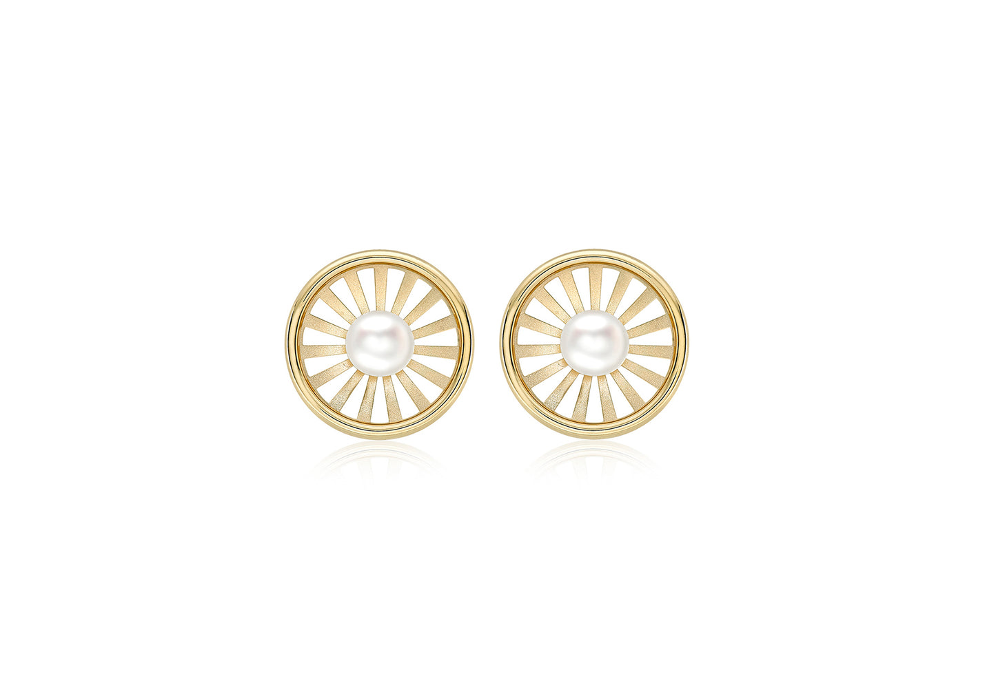 Freshwater Pearl Sunray Stud Earrings Gold