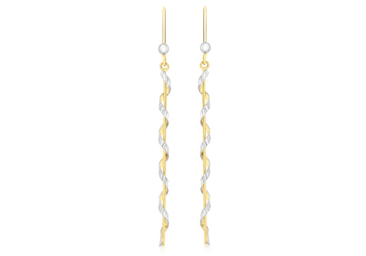 Two Colour Twist Drop Earrings Gold