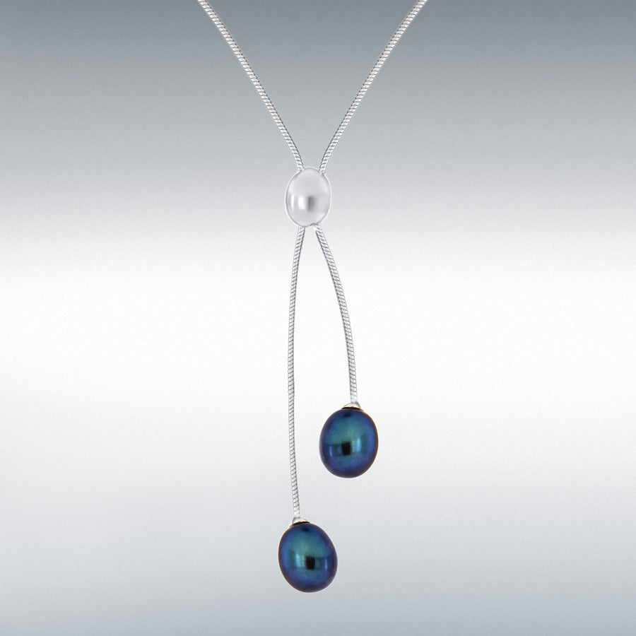 Freshwater Violet Pearl Drop Silver