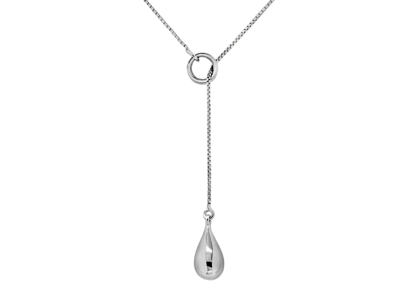 Teardrop Necklace Silver Rhodium Plated