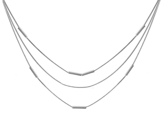 Tube Beads Necklace Silver