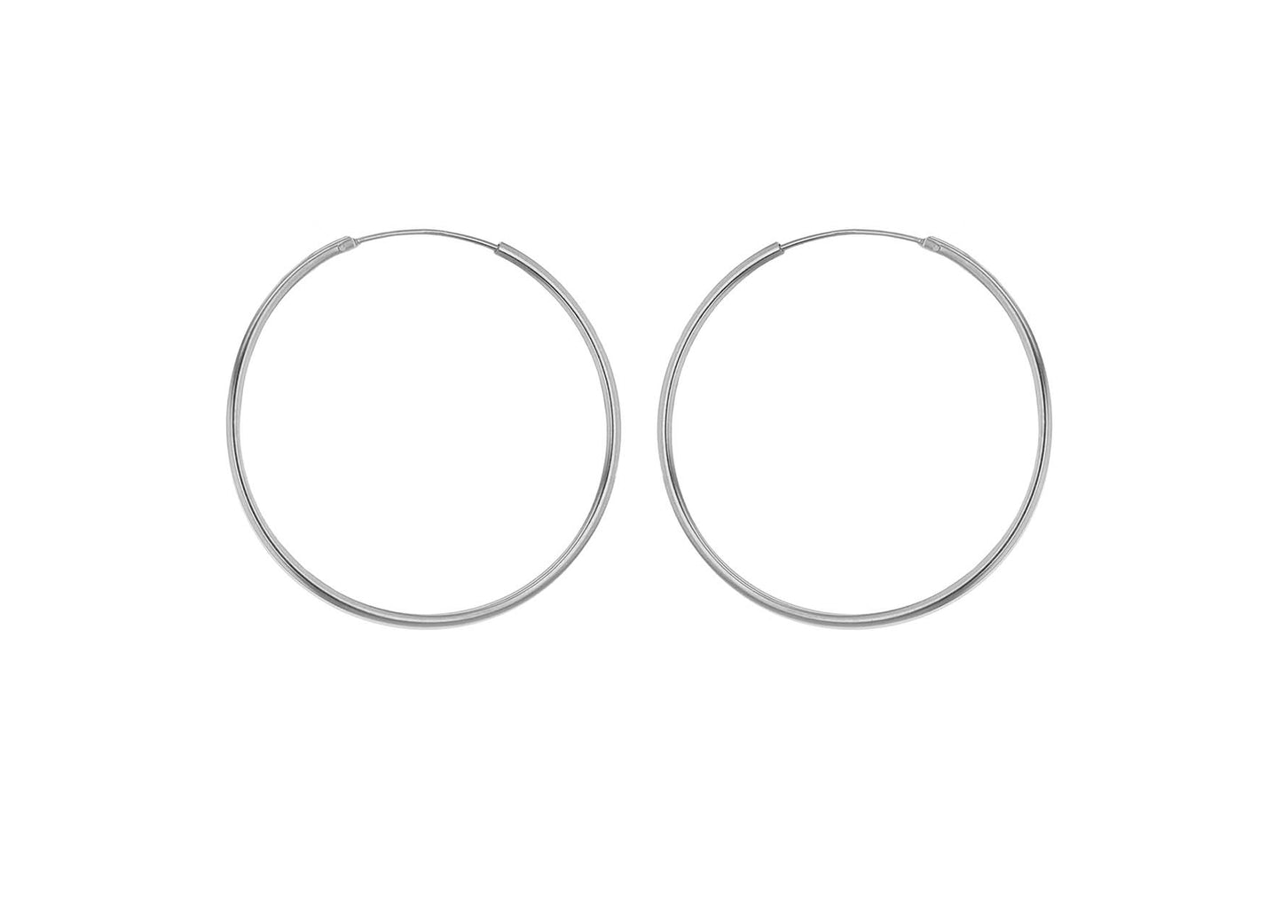 Plain Hoop Earrings - Stirling Silver