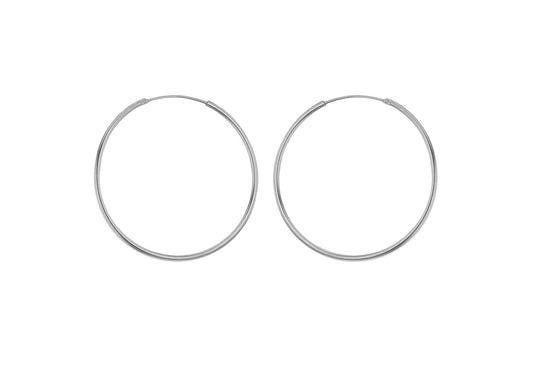 Plain Hoop Earrings - Stirling Silver