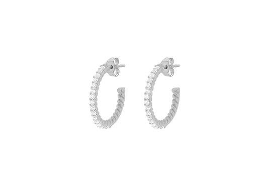 Half-Hoop CZ Earrings Silver