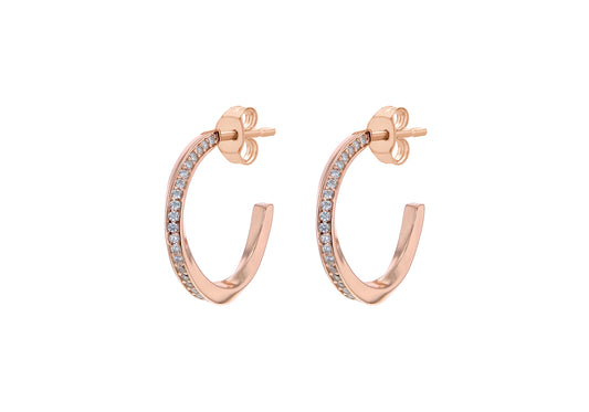 CZ Twist Hoop Earrings Silver and Gold Plate