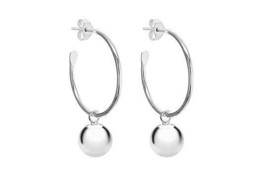 Hoop and Ball Earrings Silver