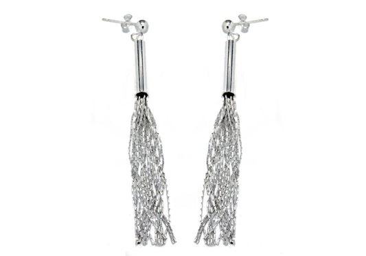 Tassel Drop Earrings Silver