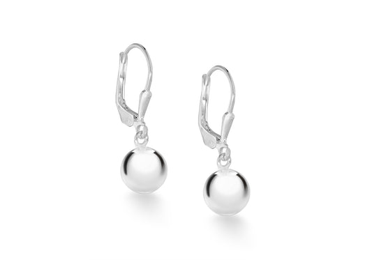 Ball Drop Earrings Lever Silver