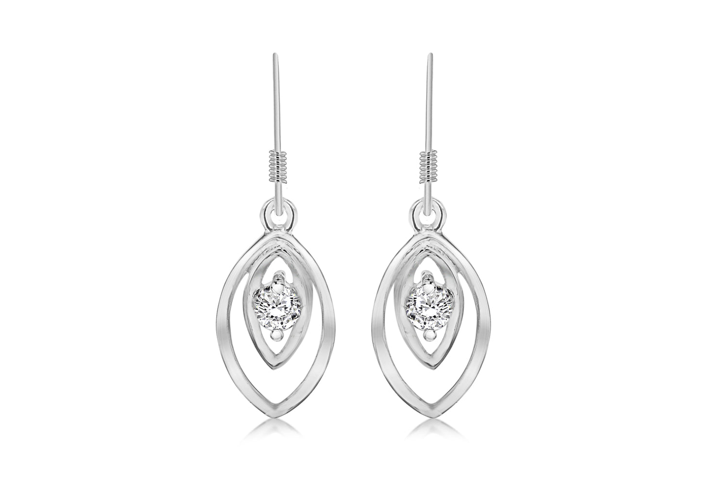 Ellipse Drop CZ Earrings Silver